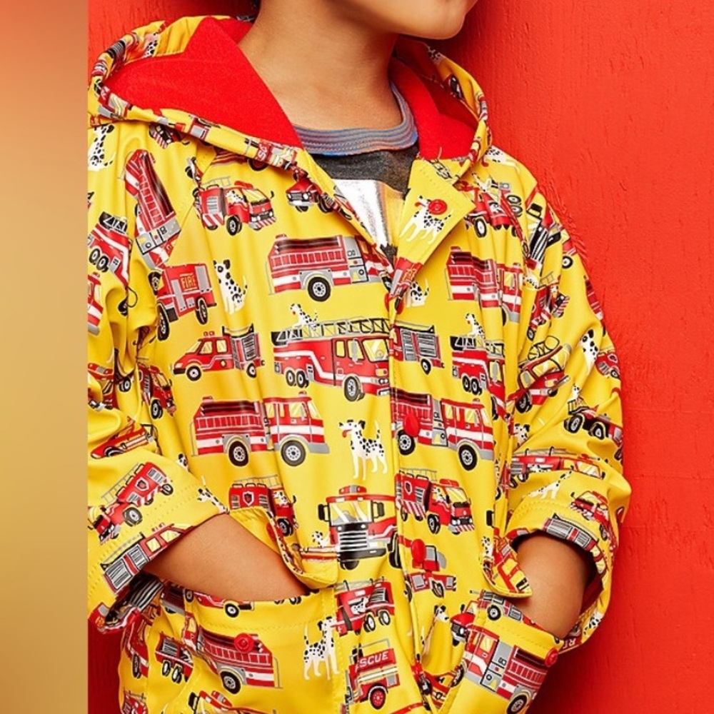 Hatley Yellow & Red Fire Truck Raincoat for Kids